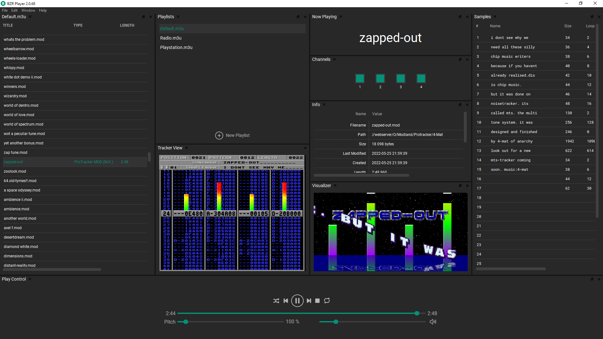 Screenshot of BZR Player GUI