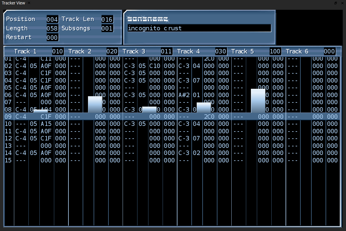 Screenshot of Hively Tracker pattern view