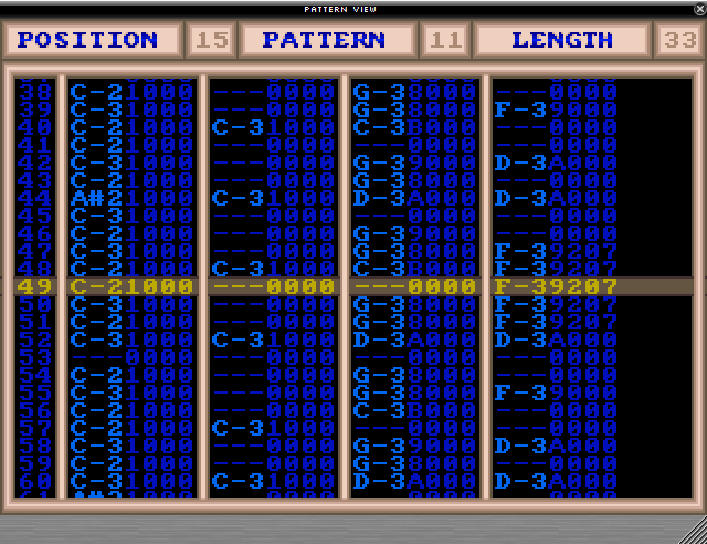 Screenshot of Game Music Creator pattern view