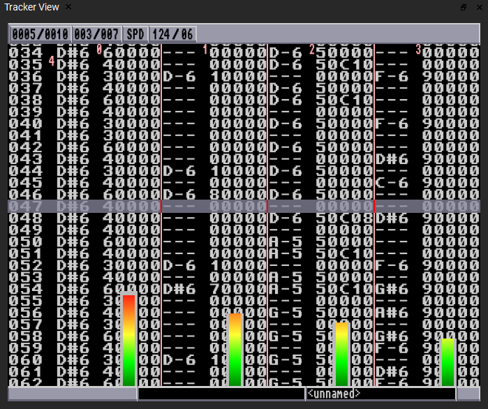 Screenshot of OctaMED pattern view