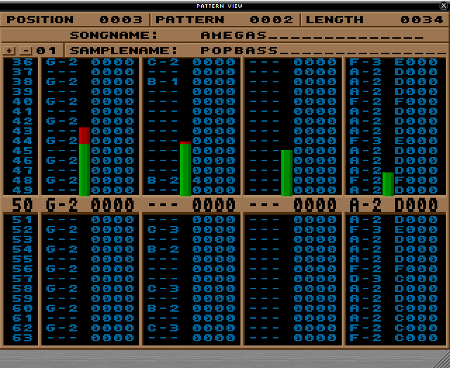 Screenshot of Ultimate Soundtacker pattern view